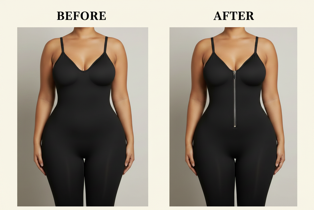 Before and After - Seamless Lift & Shape Bodysuit with Zipper Detail