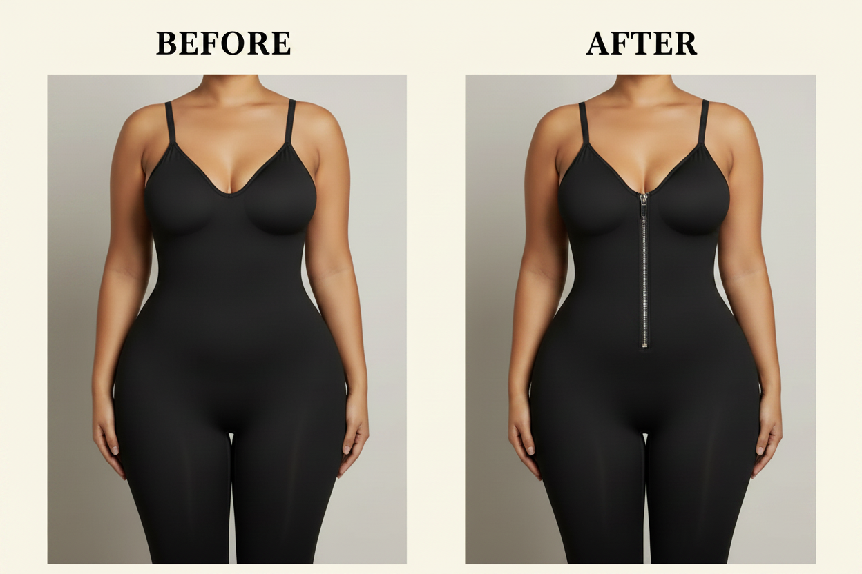 Before and After - Seamless Lift & Shape Bodysuit with Zipper Detail